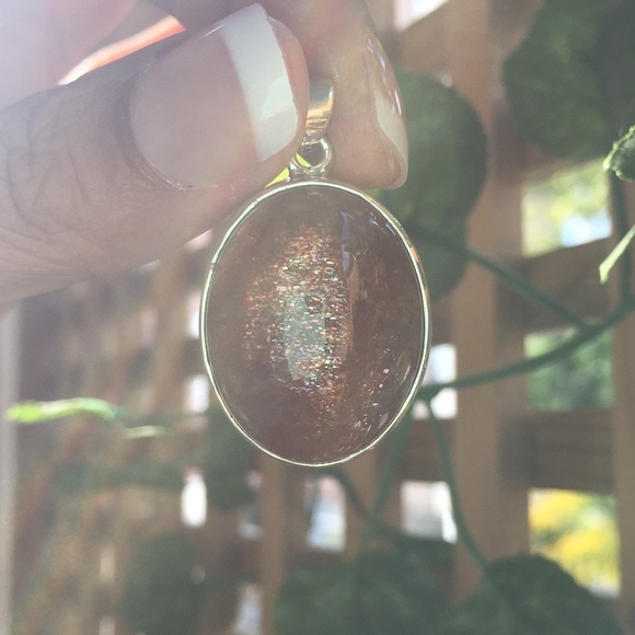HIGH QUALITY Genuine Sunstone Pendant - 925 Silver - Large Stone - Picture 6 of 11